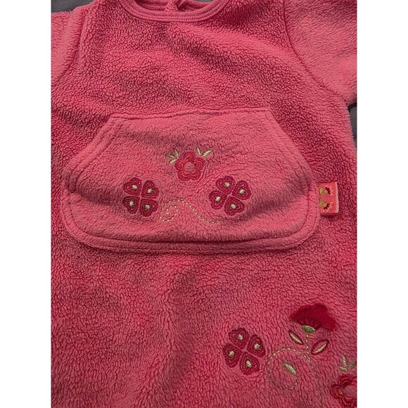 VINTAGE BRIGHT FUTURE Pink FLEECE Flowers ROMPER Girls SZ 0/3 M So Cute - Picture 5 of 6